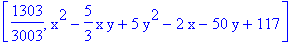 [1303/3003, x^2-5/3*x*y+5*y^2-2*x-50*y+117]